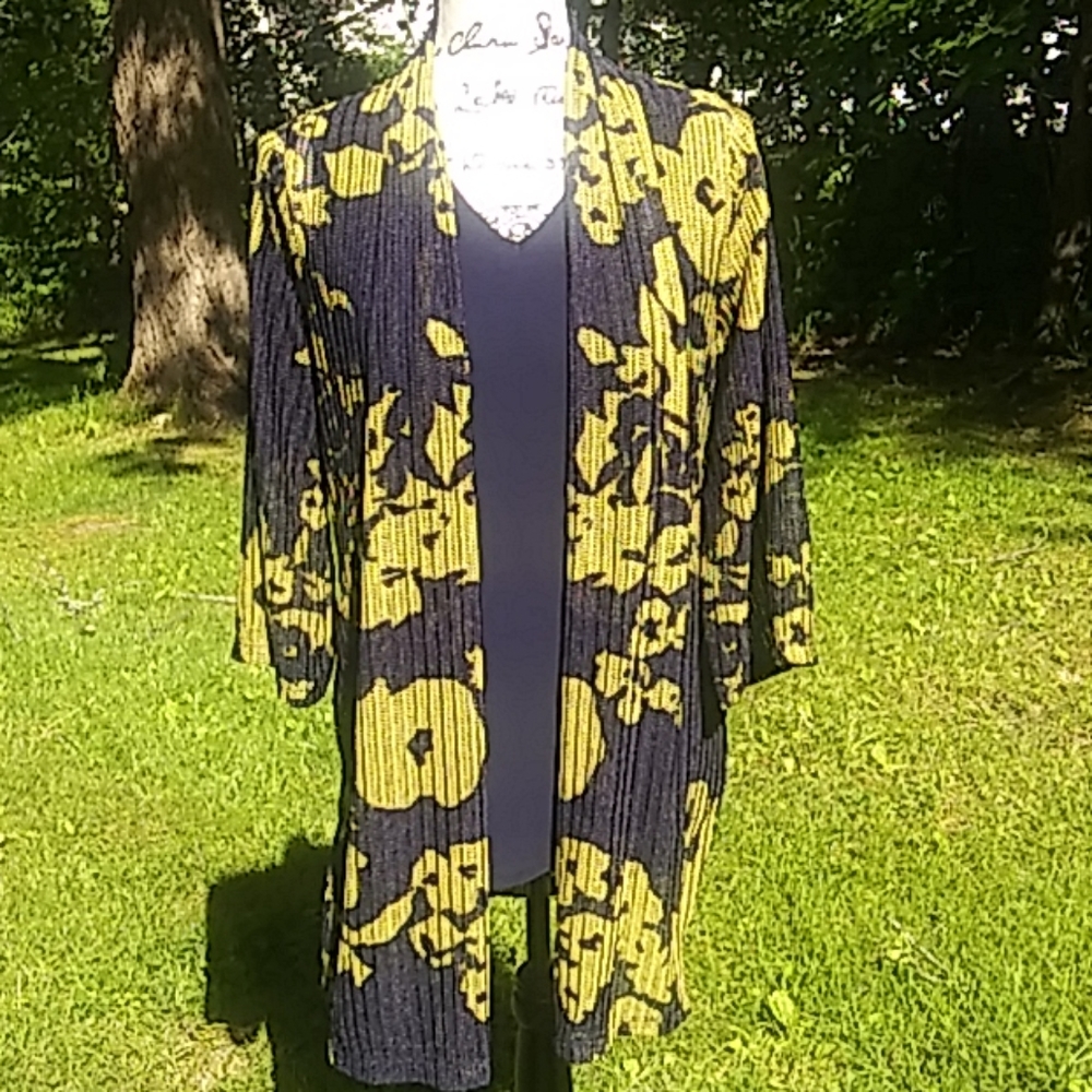 Susan Graver Printed Knit Cardigan & T…